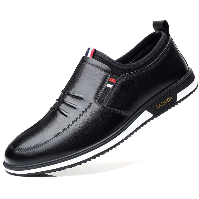 Casual leather shoes men's fall/winter models fall 2021 new models men's shoes fashion trend soft bottom flat shoes men's pedal