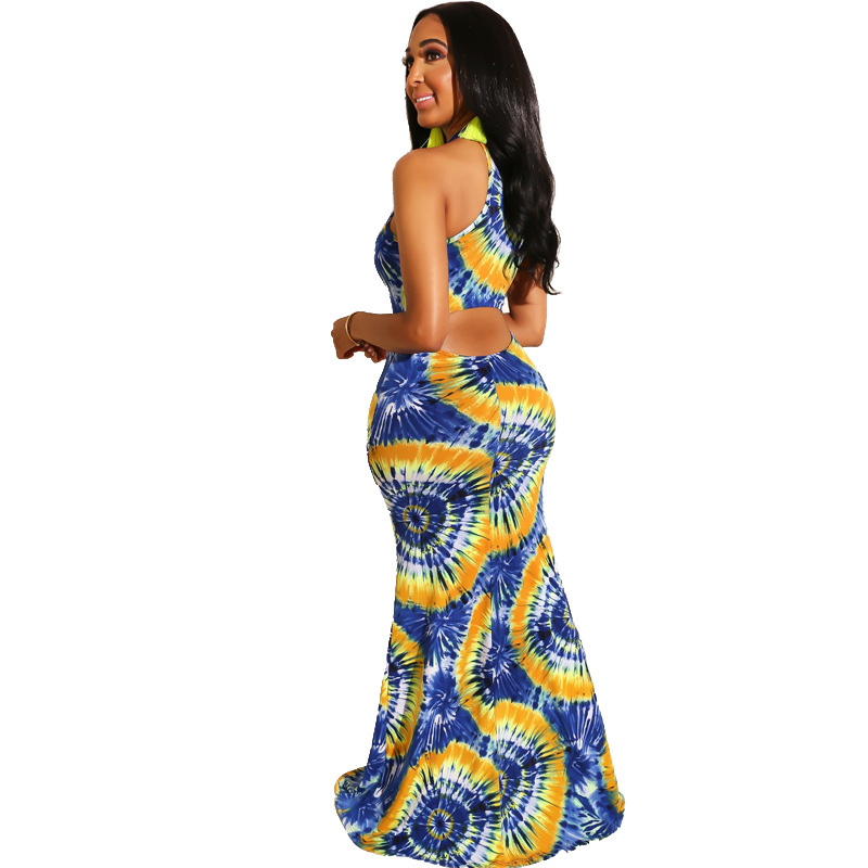ladies dresses ladies dress dresses for women women dresses girls dresses  Women Clothes Women dress tie-dye printing sexy long dress European and American new spot