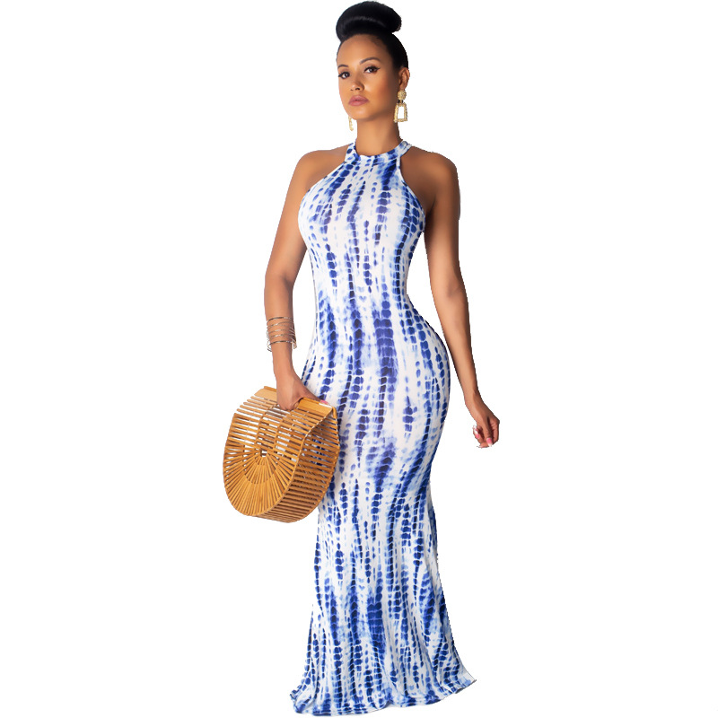 ladies dresses ladies dress dresses for women women dresses girls dresses  Women Clothes Women dress tie-dye printing sexy long dress European and American new spot