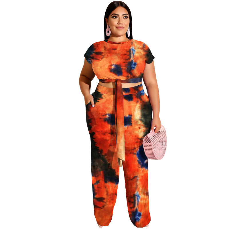 Suits & Separates Women's Clothes Tie dye print strap fashion casual suit plus two pieces for women
