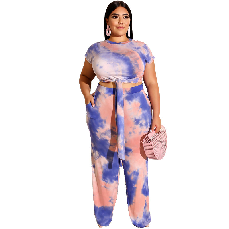 Suits & Separates Women's Clothes Tie dye print strap fashion casual suit plus two pieces for women