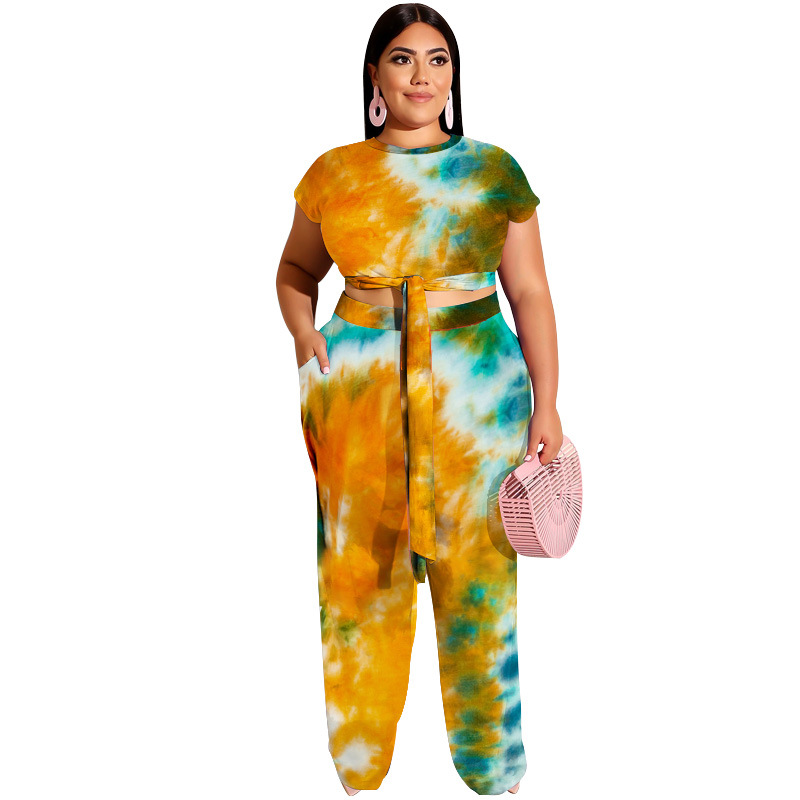 Suits & Separates Women's Clothes Tie dye print strap fashion casual suit plus two pieces for women