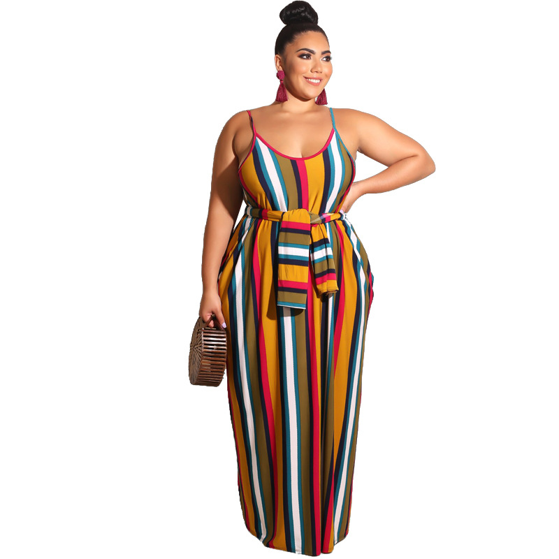 ladies dresses ladies dress dresses for women Dresses Women's Clothes New large size women's stripe loose belt belt belt dress Europe and the United States
