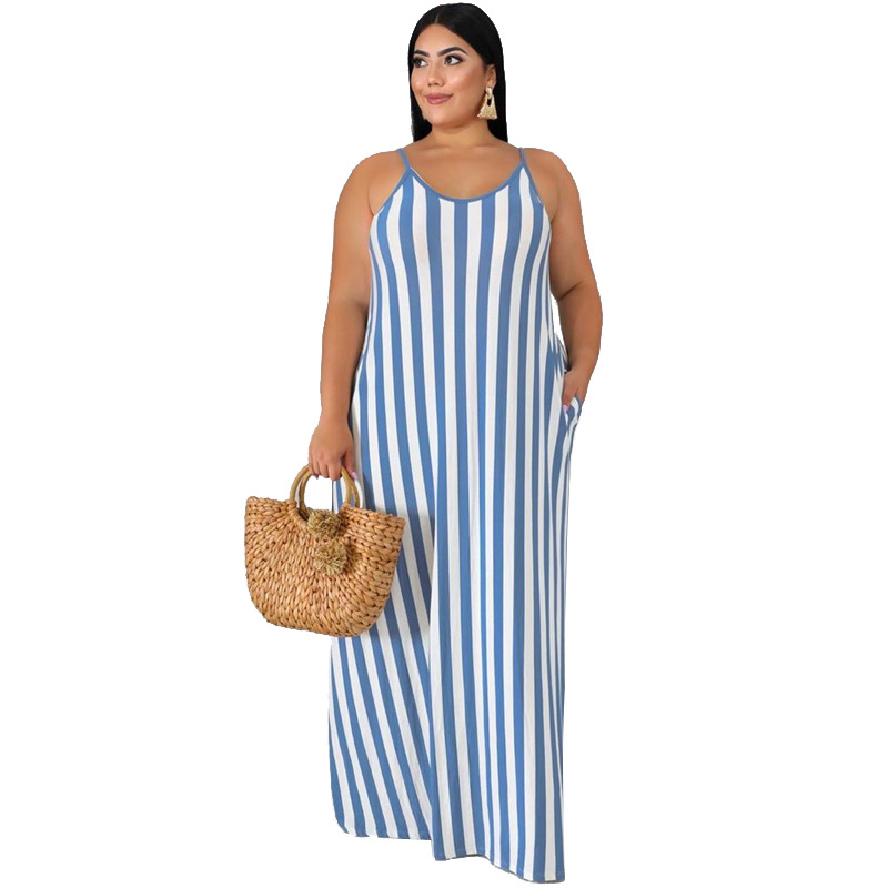 ladies dresses ladies dress dresses for women Dresses Women's Clothes New large size women's stripe loose belt belt belt dress Europe and the United States