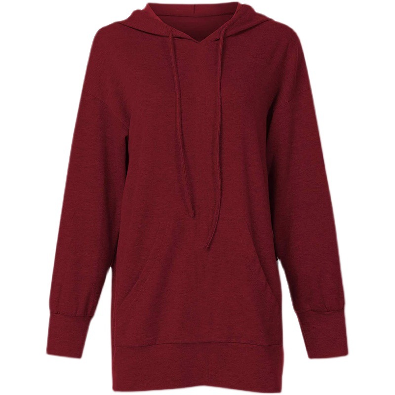 ladies dresses ladies dress dresses for women Dresses Women's Clothes Mid length Women's long sleeve Solid color pocket hoodie Dress