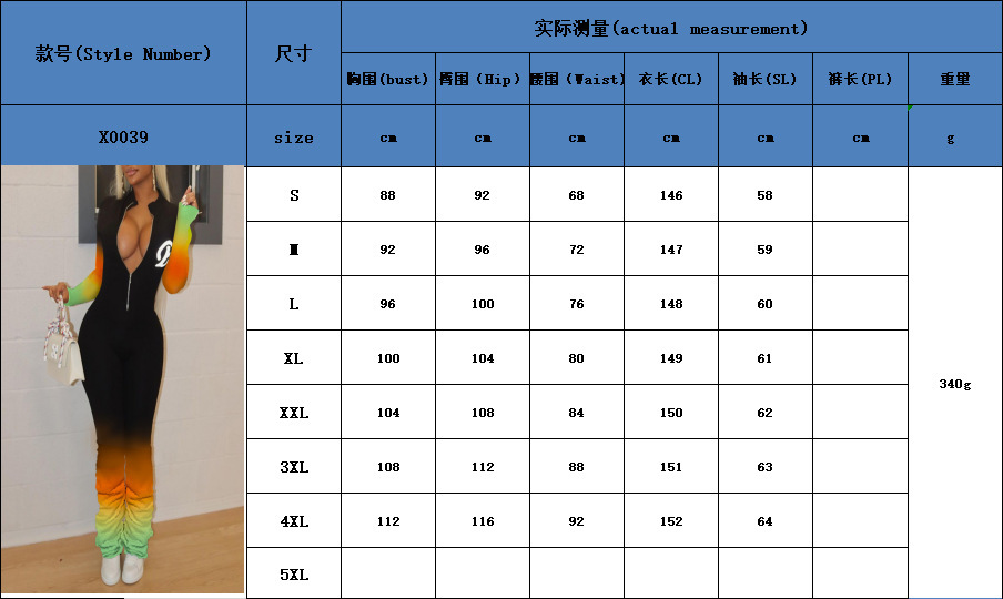 Trousers  Leggings Women's Clothes Large size new European and American women's long sleeves pleated chameleon jumpsuit