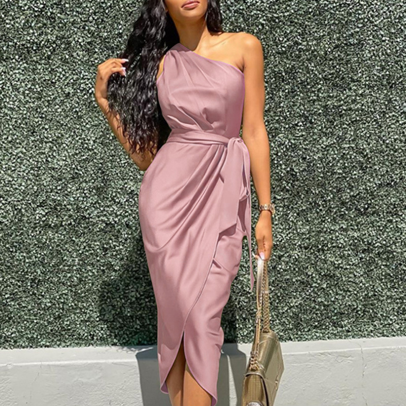 ladies dresses ladies dress dresses for women women dresses Dresses  Women Clothes Euramerican style women's dress new irregular oblique waistband slim satin dress