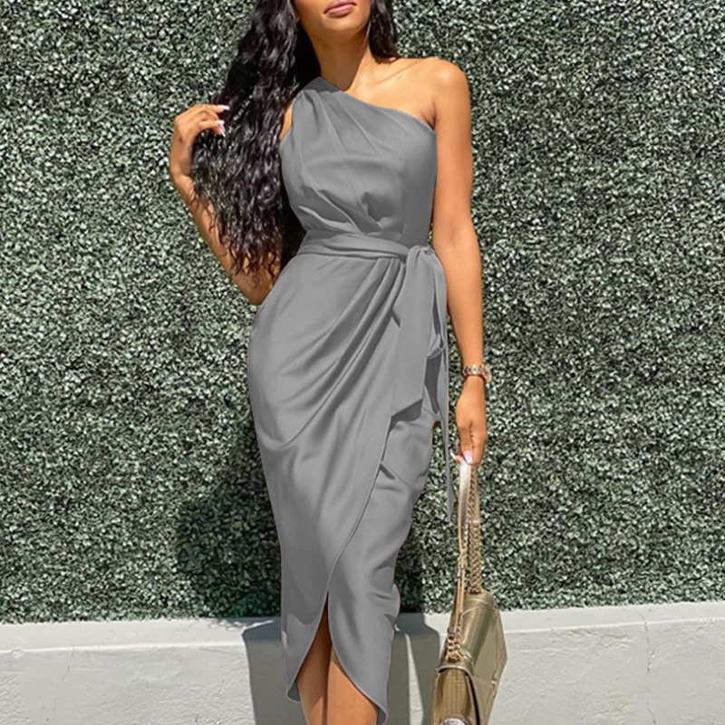 ladies dresses ladies dress dresses for women women dresses Dresses  Women Clothes Euramerican style women's dress new irregular oblique waistband slim satin dress