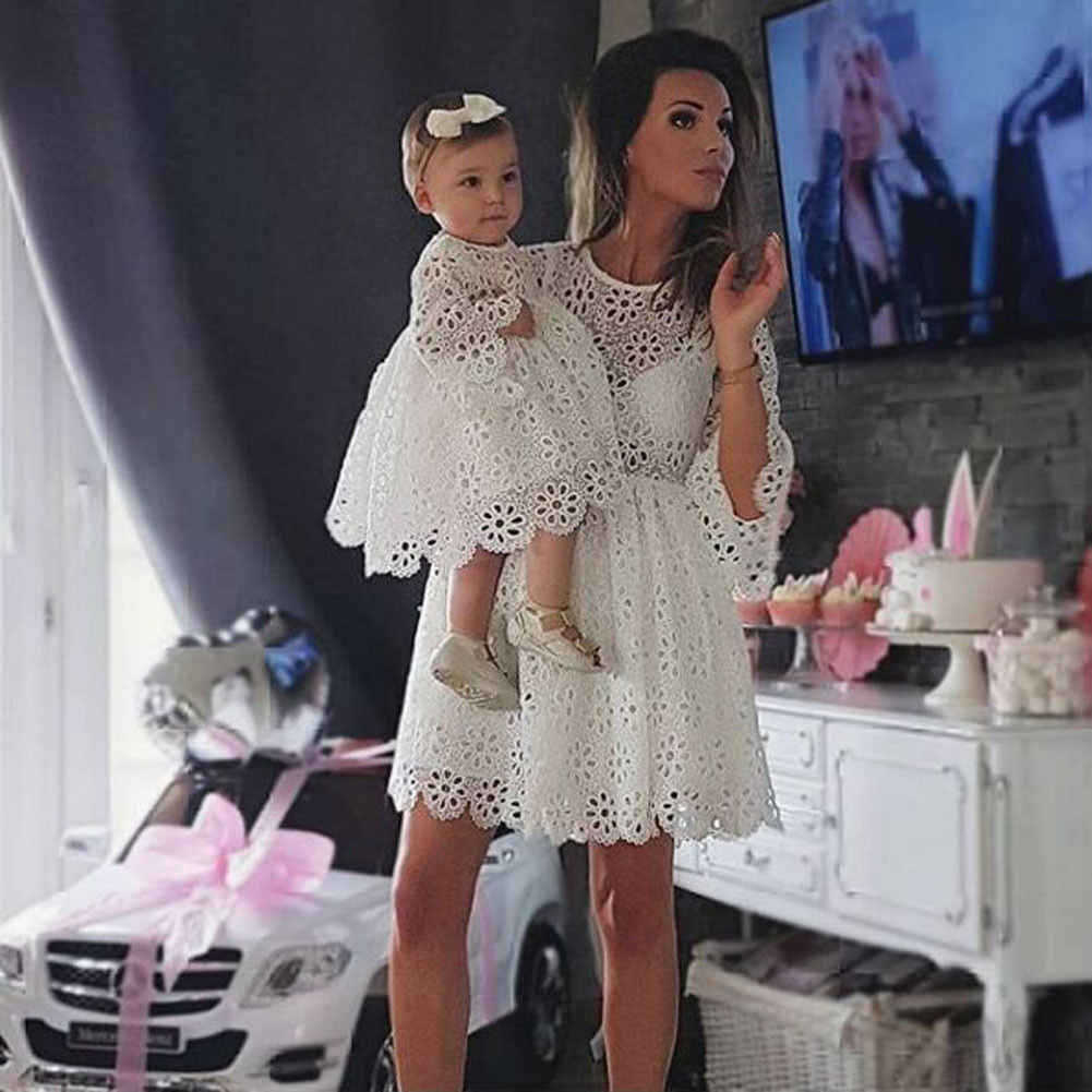 Dresses Women's Clothes The new hot summer sexy lace round collar three-quarter sleeve flounces baby dress