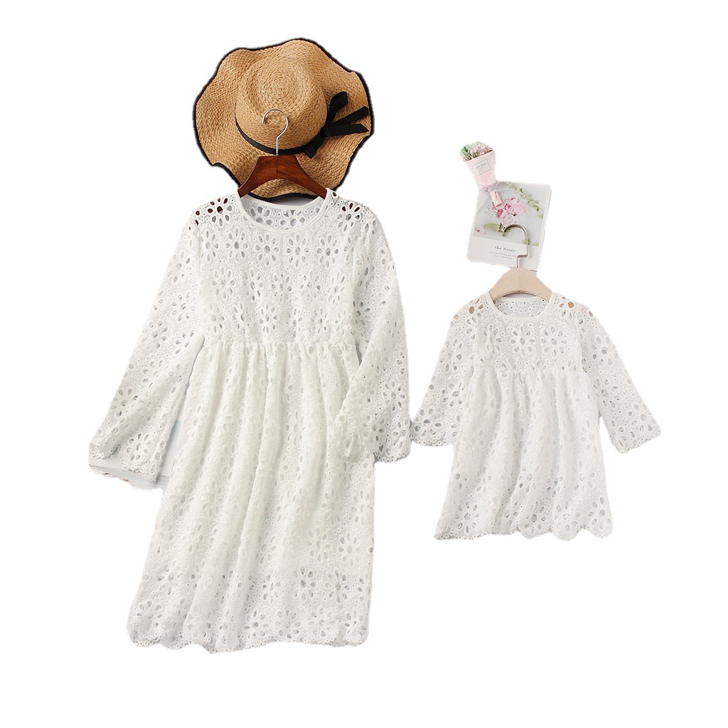 Dresses Women's Clothes The new hot summer sexy lace round collar three-quarter sleeve flounces baby dress