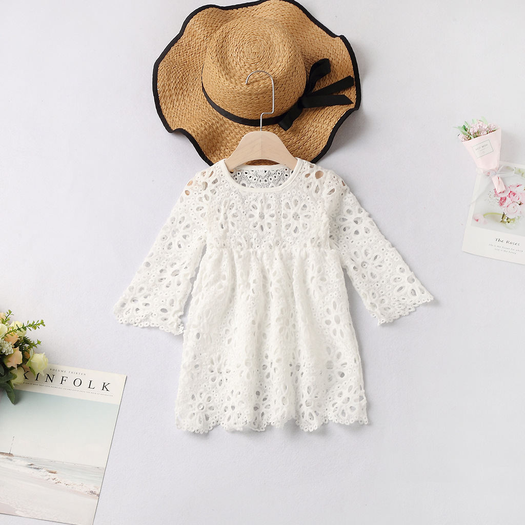 Dresses Women's Clothes The new hot summer sexy lace round collar three-quarter sleeve flounces baby dress