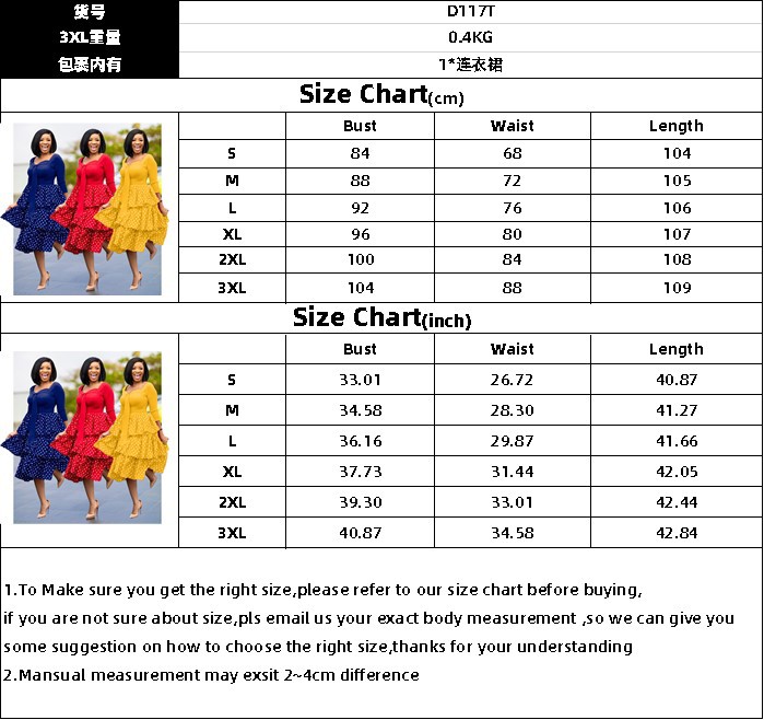 Dresses Women's Clothes  Large size slimming Polka Dot African dress