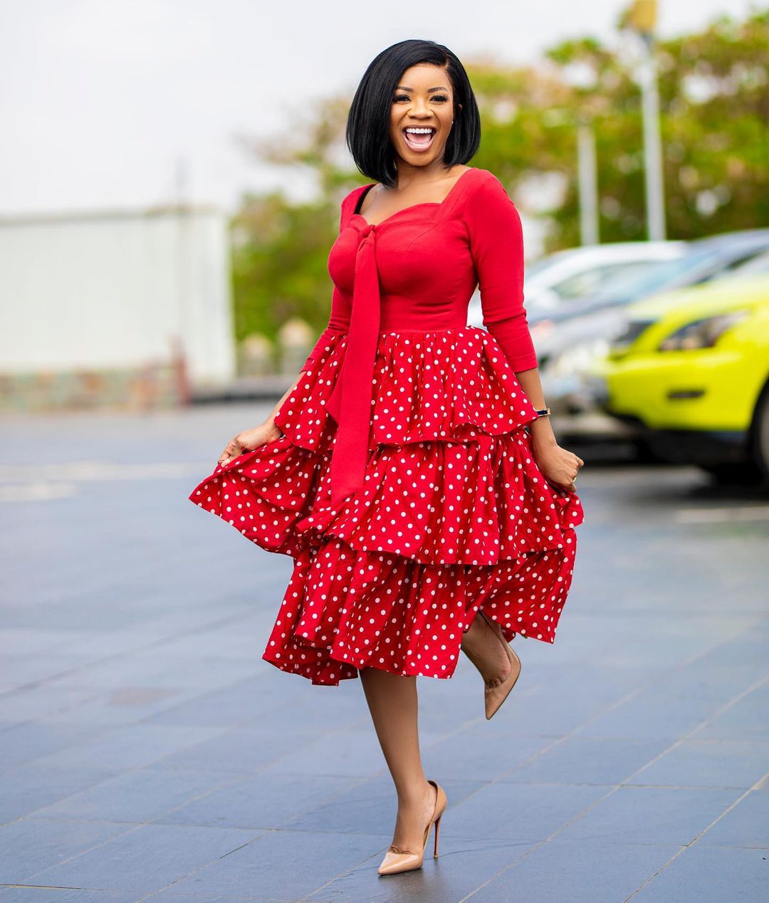 Dresses Women's Clothes  Large size slimming Polka Dot African dress