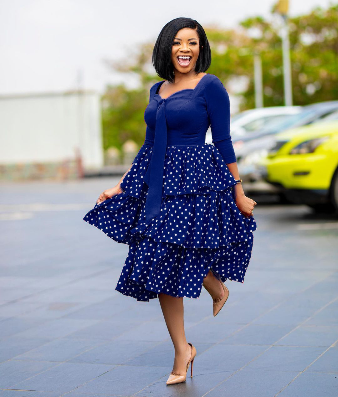 Dresses Women's Clothes  Large size slimming Polka Dot African dress