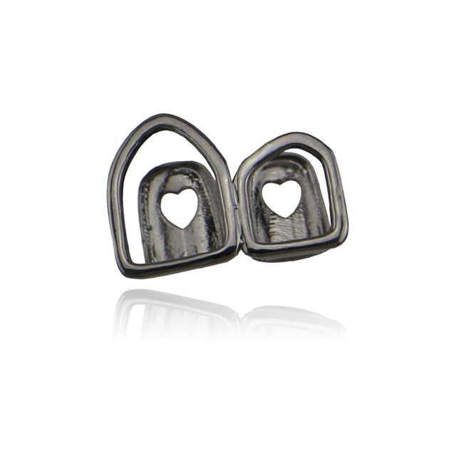 Hip Hop Gold Teeth Grillz Hollow Open Double Silver  Tooth Caps Fake Grills for Teeth