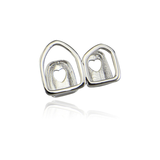 Hip Hop Gold Teeth Grillz Hollow Open Double Silver  Tooth Caps Fake Grills for Teeth