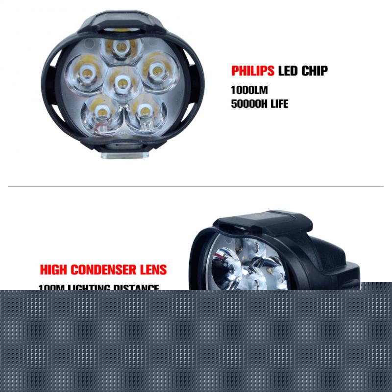 Led Motorcycles Headlight White Super Bright 6LED Working Spot Light Motorbike Fog Lamp