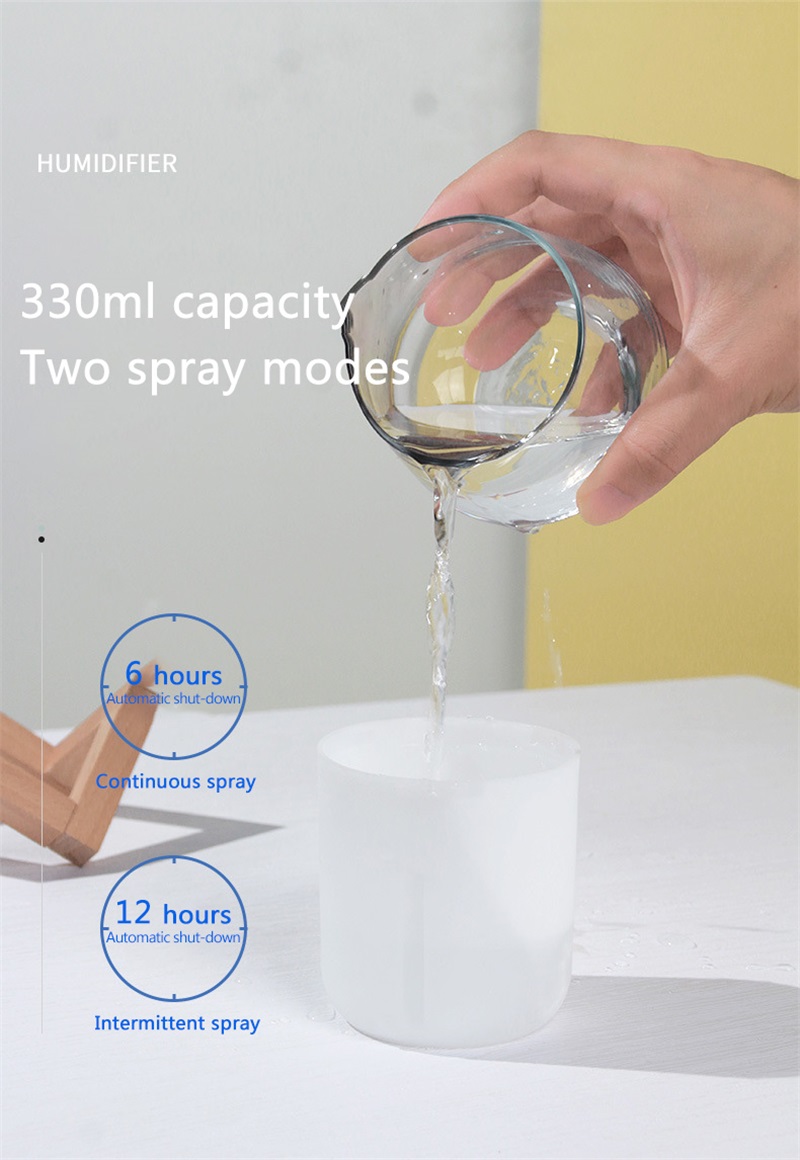 Air Humidifier 330ml USB Ultrasonic Aroma Essential Oil Diffuser with Colorful Lamp Mist Maker