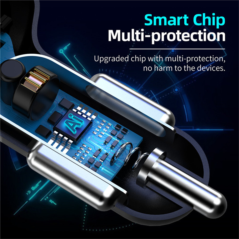 4 Ports USB Car Charge 48W Quick 7A Mini Fast Charging
