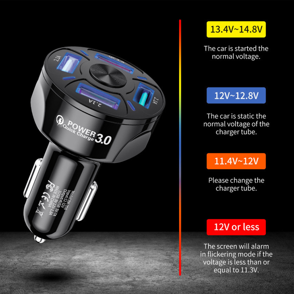 4 Ports USB Car Charge 48W Quick 7A Mini Fast Charging