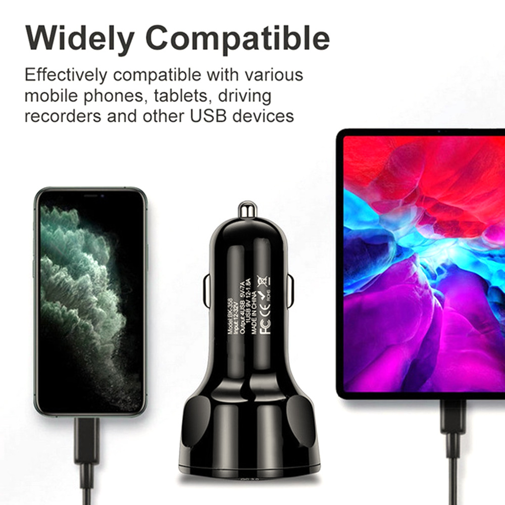 4 Ports USB Car Charge 48W Quick 7A Mini Fast Charging