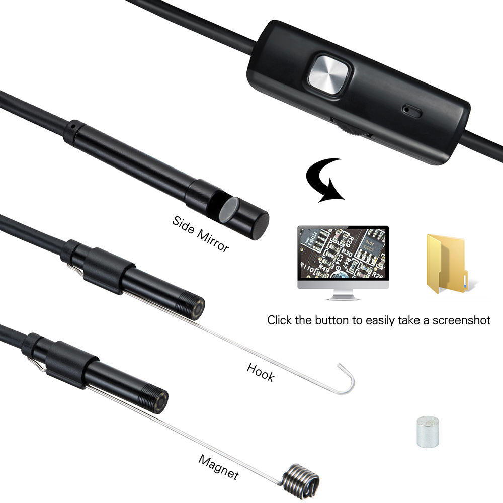 5.5mm Endoscope Camera Hard Cable IP68 Waterproof Inspection Borescope Camera