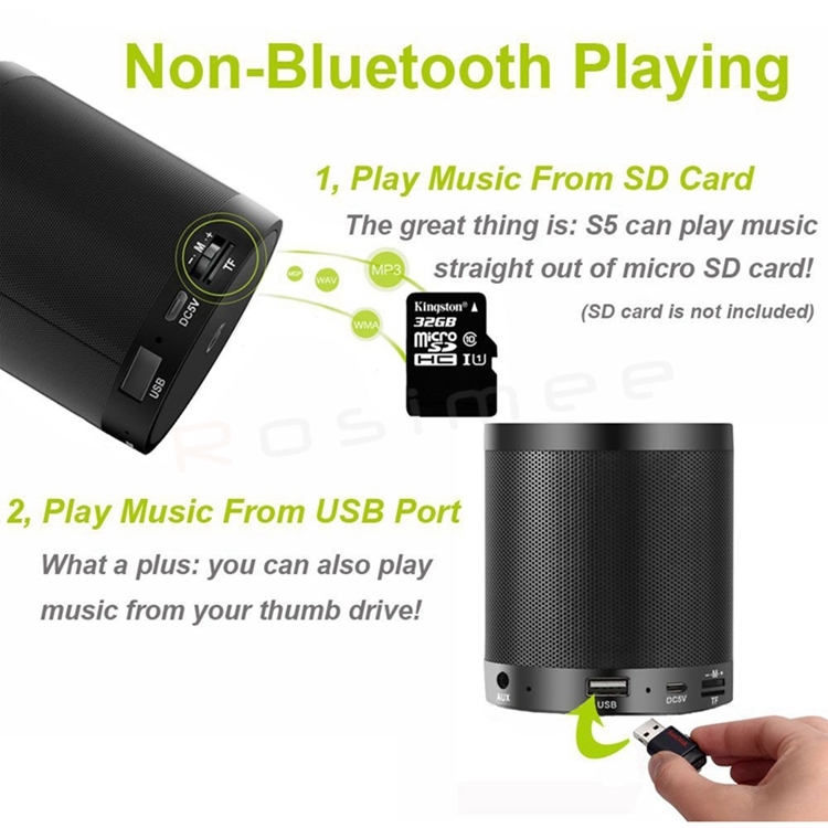 Wireless Subwoofer Super Bass Stereo USB TF Card Play S5 Portable Bluetooth Speaker Column
