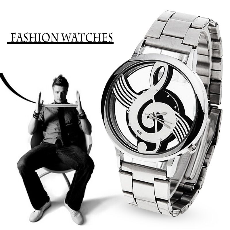 New Luxury Brand Fashion And Casual Music Note Notation Stainless Steel Watch Wrist Watch