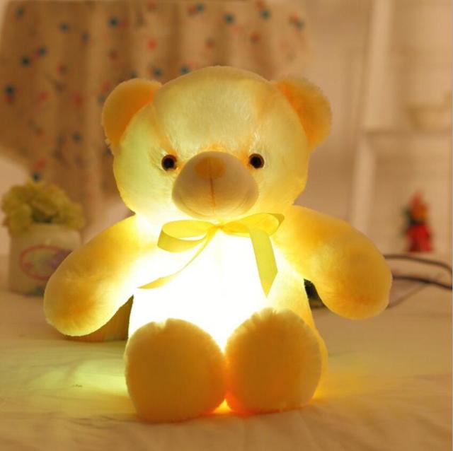 30CM Luminous Plush Toys Light Up LED Colorful Glowing Teddy Bear Stuffed Christmas Gift Children