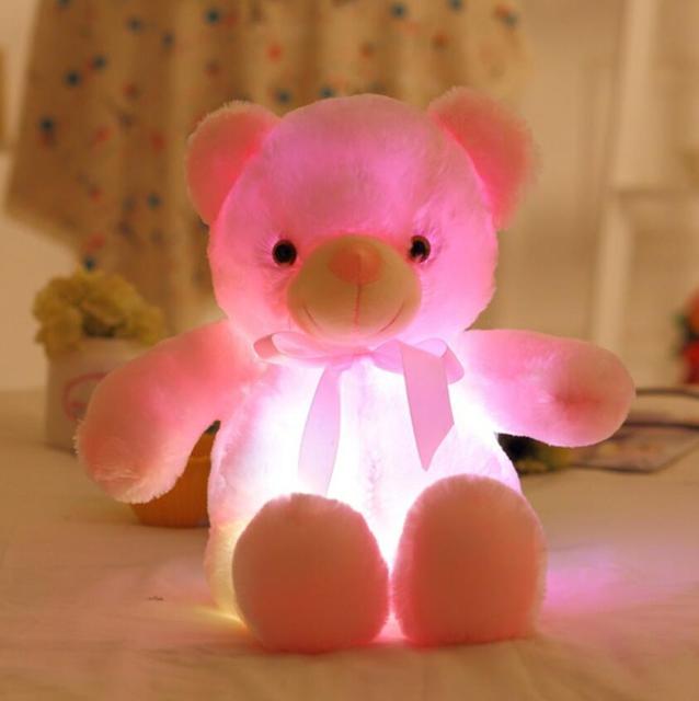 30CM Luminous Plush Toys Light Up LED Colorful Glowing Teddy Bear Stuffed Christmas Gift Children
