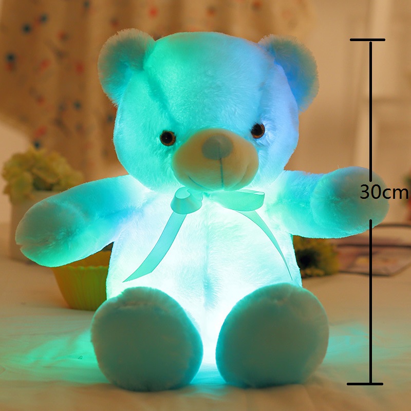 30CM Luminous Plush Toys Light Up LED Colorful Glowing Teddy Bear Stuffed Christmas Gift Children