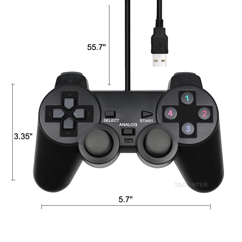 Wired USB PC Game Controller Gamepad For WinXP/Win7/8/10 Joypad For PC Windows Computer Laptop Black Game Joystick