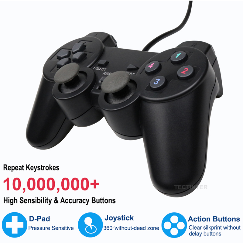 Wired USB PC Game Controller Gamepad For WinXP/Win7/8/10 Joypad For PC Windows Computer Laptop Black Game Joystick