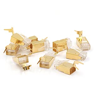 RJ45 CAT7 Shielded Modular Plug Connector 50μ - Cat 7 FTP 8P8C RJ 45 Cable Crimp Wire Hole 1.5mm