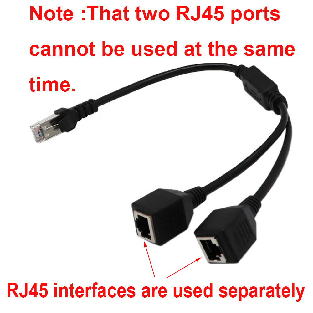 RJ45 1 Male to 2 Female Socket Port LAN Ethernet Network Splitter Y Stable Transmission