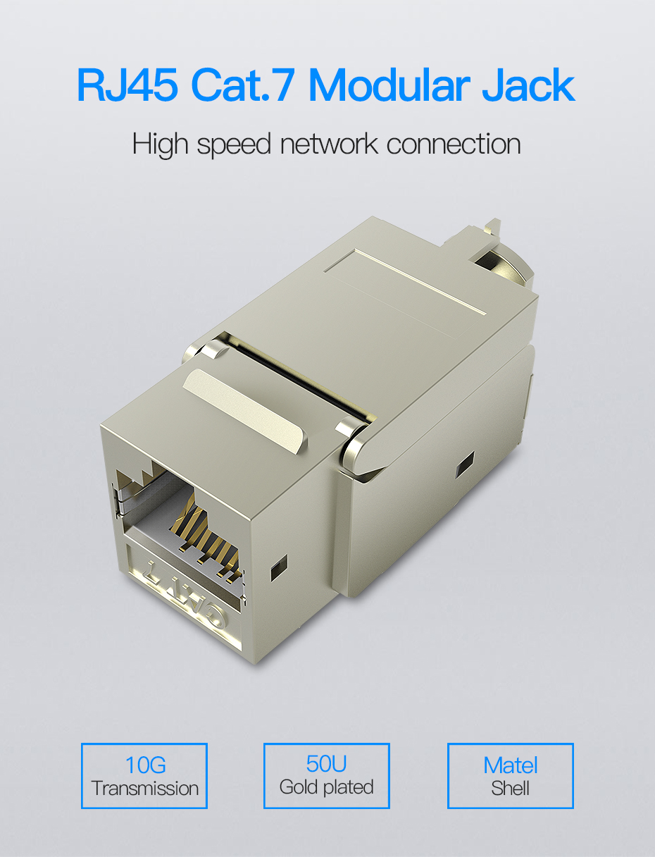 Ethernet Connector Modular Ethernet Cable Head Plug Gold-plated RJ45 Cat 7 Shield Network Connector for Lan Cable