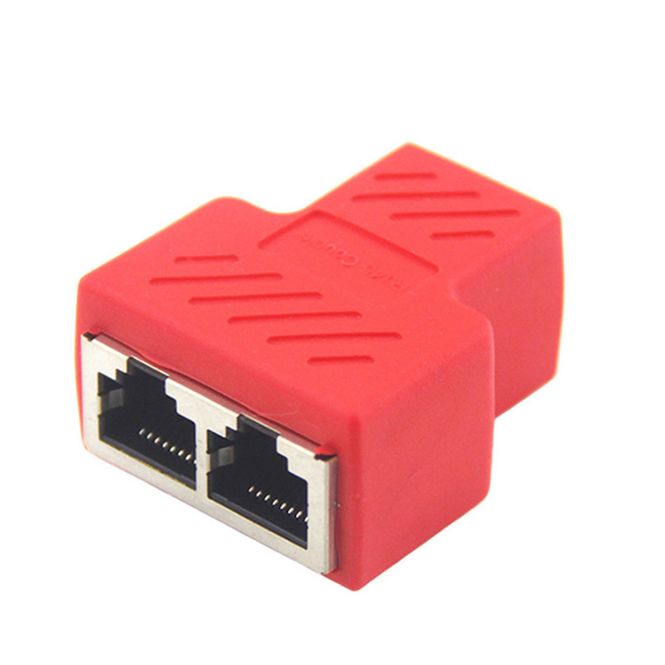 1 To 2 Ways RJ45 Coupler Ethernet LAN Network Splitter Double Female Ports Connector Extender Adapter