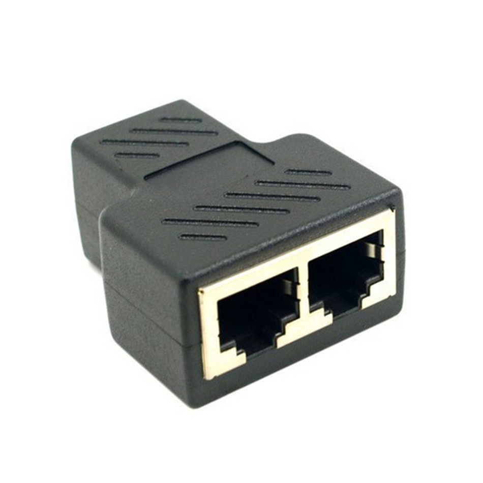 1 To 2 Ways RJ45 Coupler Ethernet LAN Network Splitter Double Female Ports Connector Extender Adapter