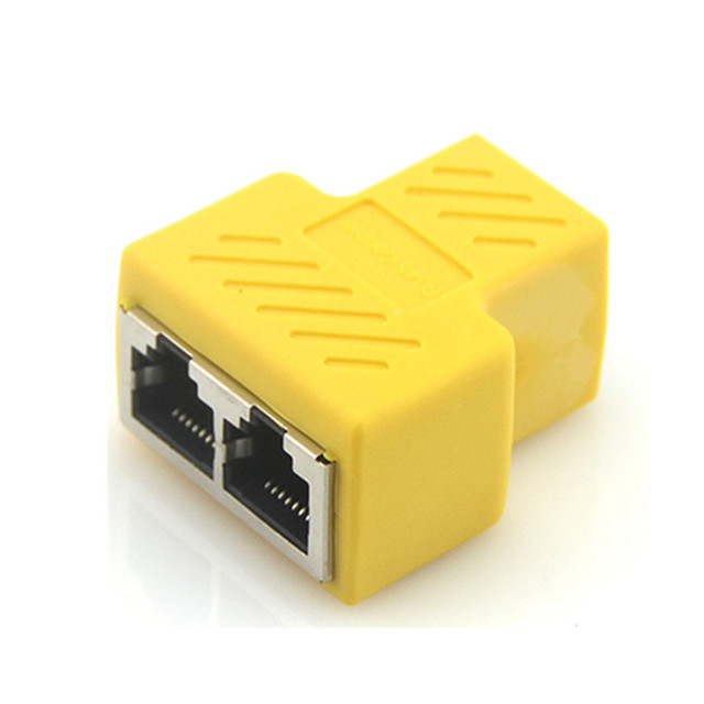 1 To 2 Ways RJ45 Coupler Ethernet LAN Network Splitter Double Female Ports Connector Extender Adapter