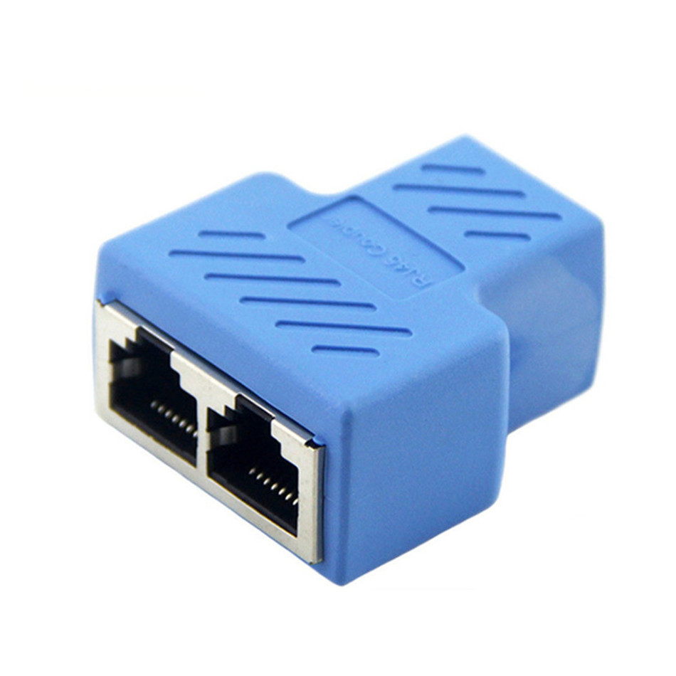 1 To 2 Ways RJ45 Coupler Ethernet LAN Network Splitter Double Female Ports Connector Extender Adapter