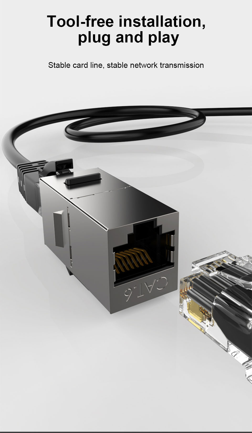 Network Straight Through RJ45 Module Cable Adapter Socket Coupler CAT6 Ethernet Keystone Jack Toolless Network Modules Connector