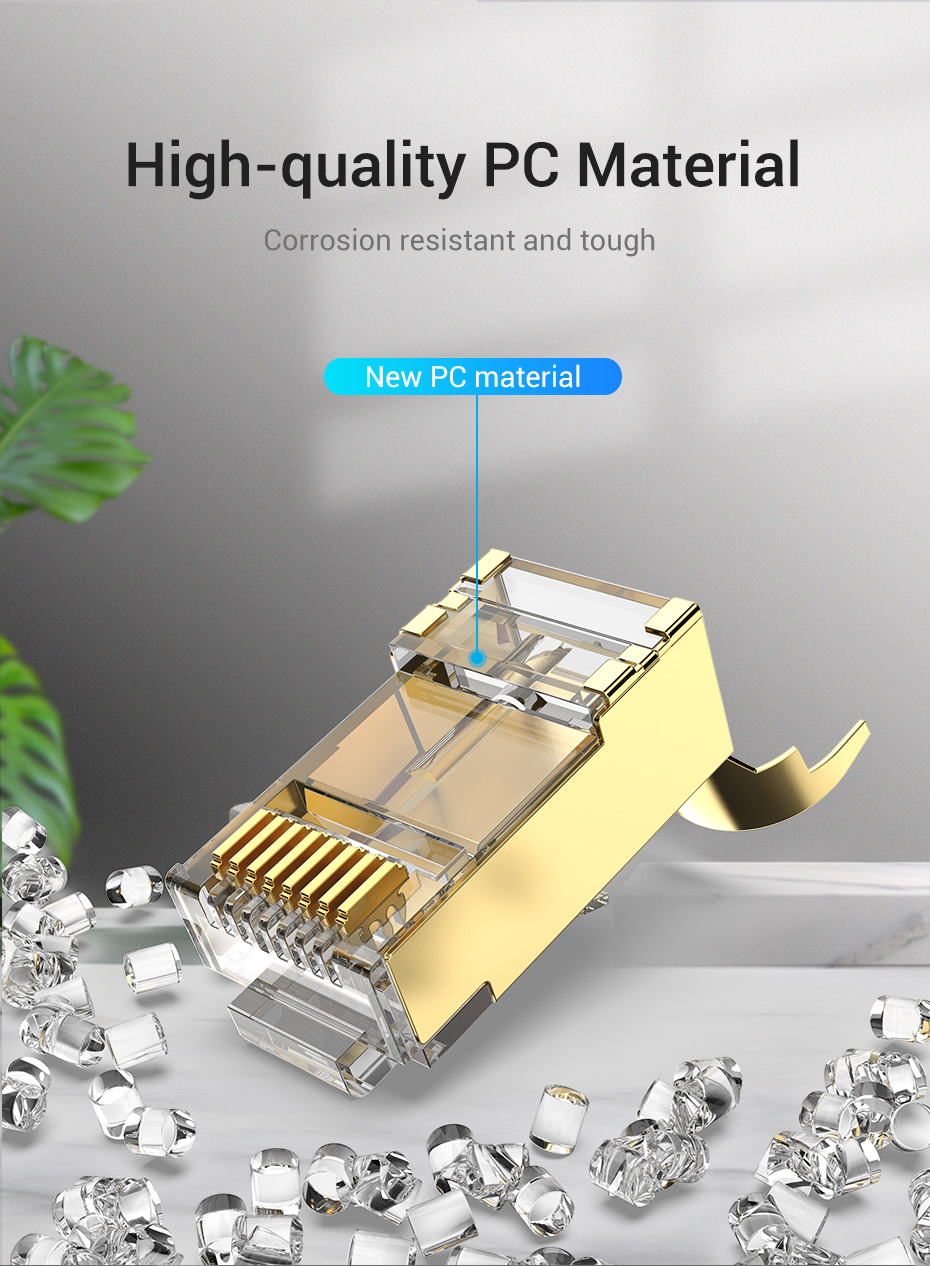 Cat8 RJ45 Connector 8P8C Modular Ethernet Cable Cat 8 FTP Head Plug Gold Plated RJ45 Crimp Network Connerctor Cat8