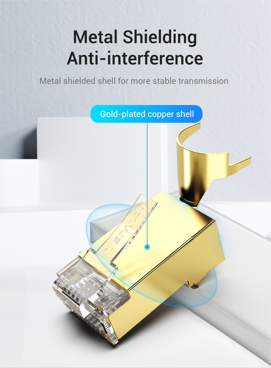 Cat8 RJ45 Connector 8P8C Modular Ethernet Cable Cat 8 FTP Head Plug Gold Plated RJ45 Crimp Network Connerctor Cat8