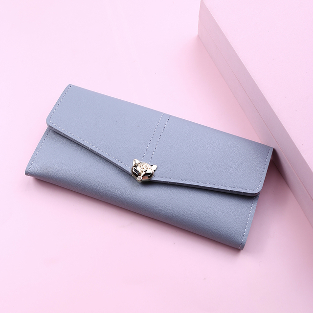 Fashion Fox Decoration Long Leather Top Quality Card Holder Classic Female Purse Brand Women Wallet