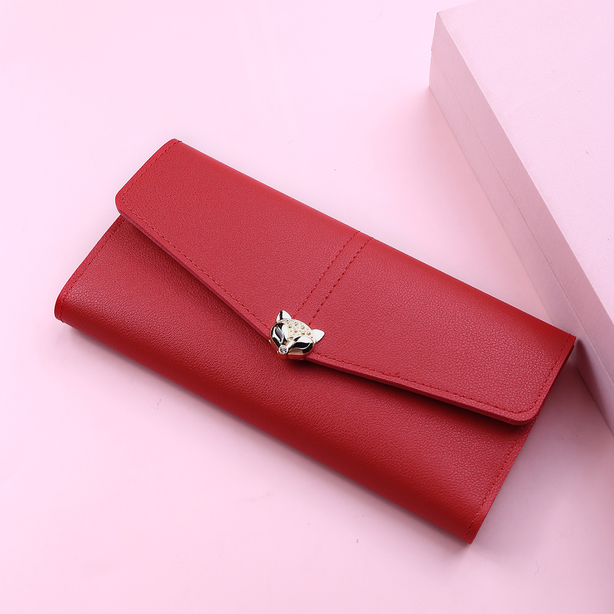 Fashion Fox Decoration Long Leather Top Quality Card Holder Classic Female Purse Brand Women Wallet