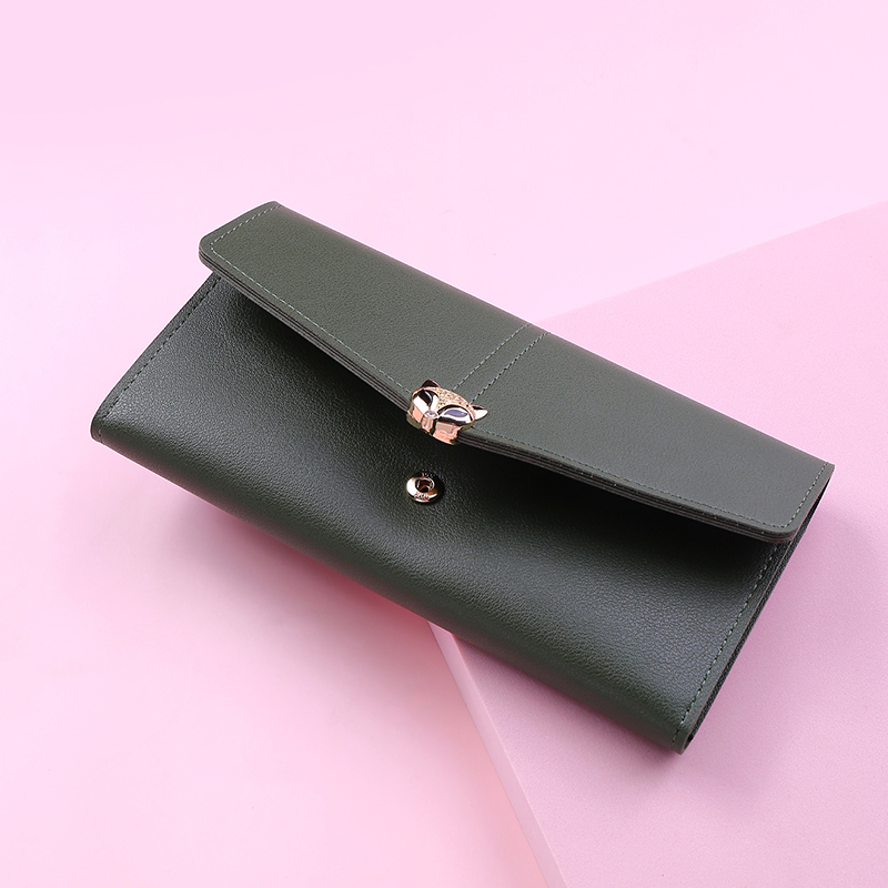 Fashion Fox Decoration Long Leather Top Quality Card Holder Classic Female Purse Brand Women Wallet