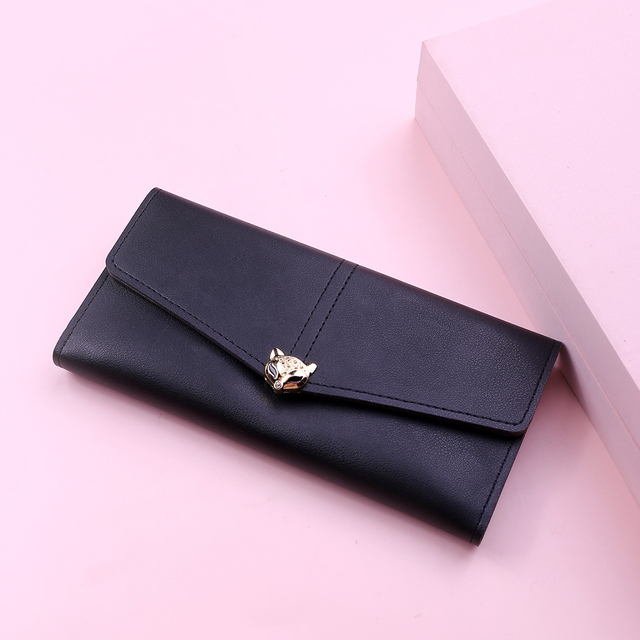 Fashion Fox Decoration Long Leather Top Quality Card Holder Classic Female Purse Brand Women Wallet
