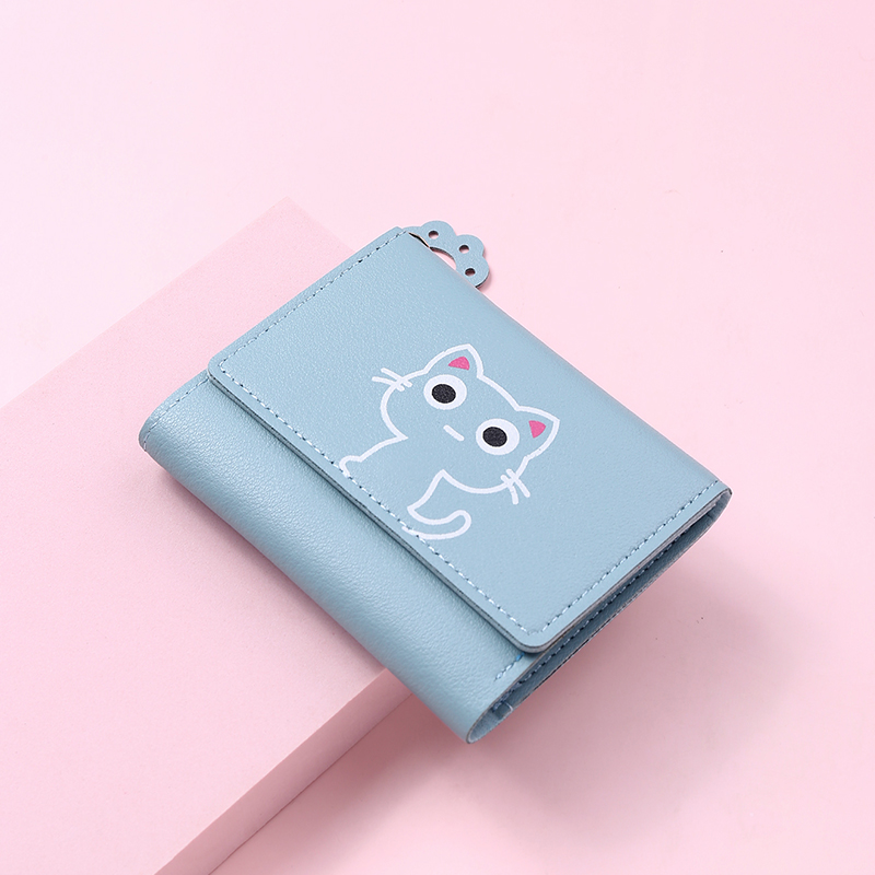 Women Wallet Fashion Cute Cat Money Bag Ladies Short Leather Clutch  Girl Small Purse Coin Purse Card Holder