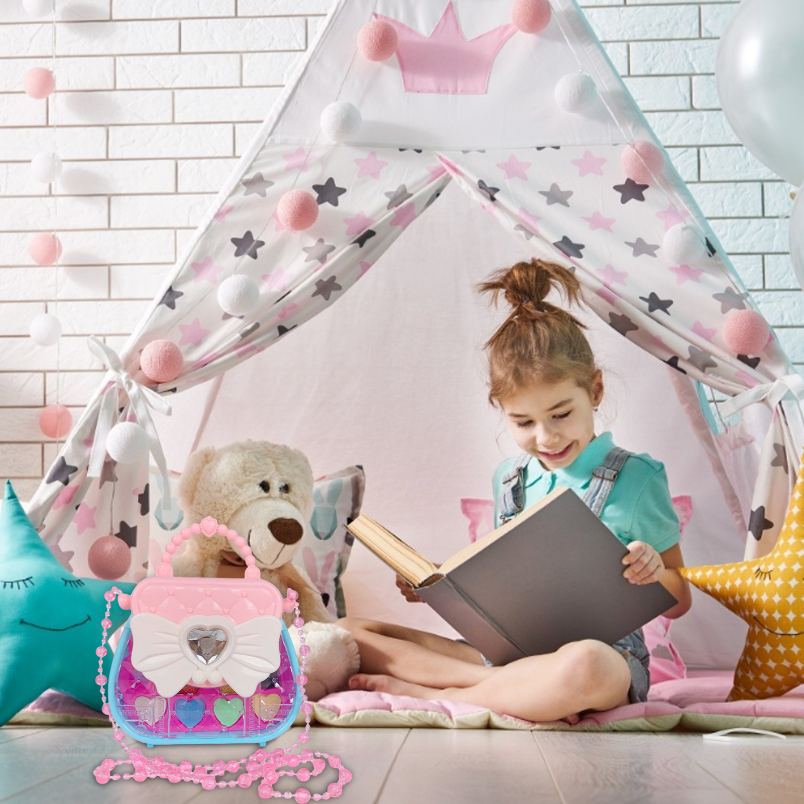 Kids Makeup Kit Pretend Play Washable Makeup Gift Set Makeup Set Princess Cosmetics Make Up Set Pretend Play House Toy For Girls