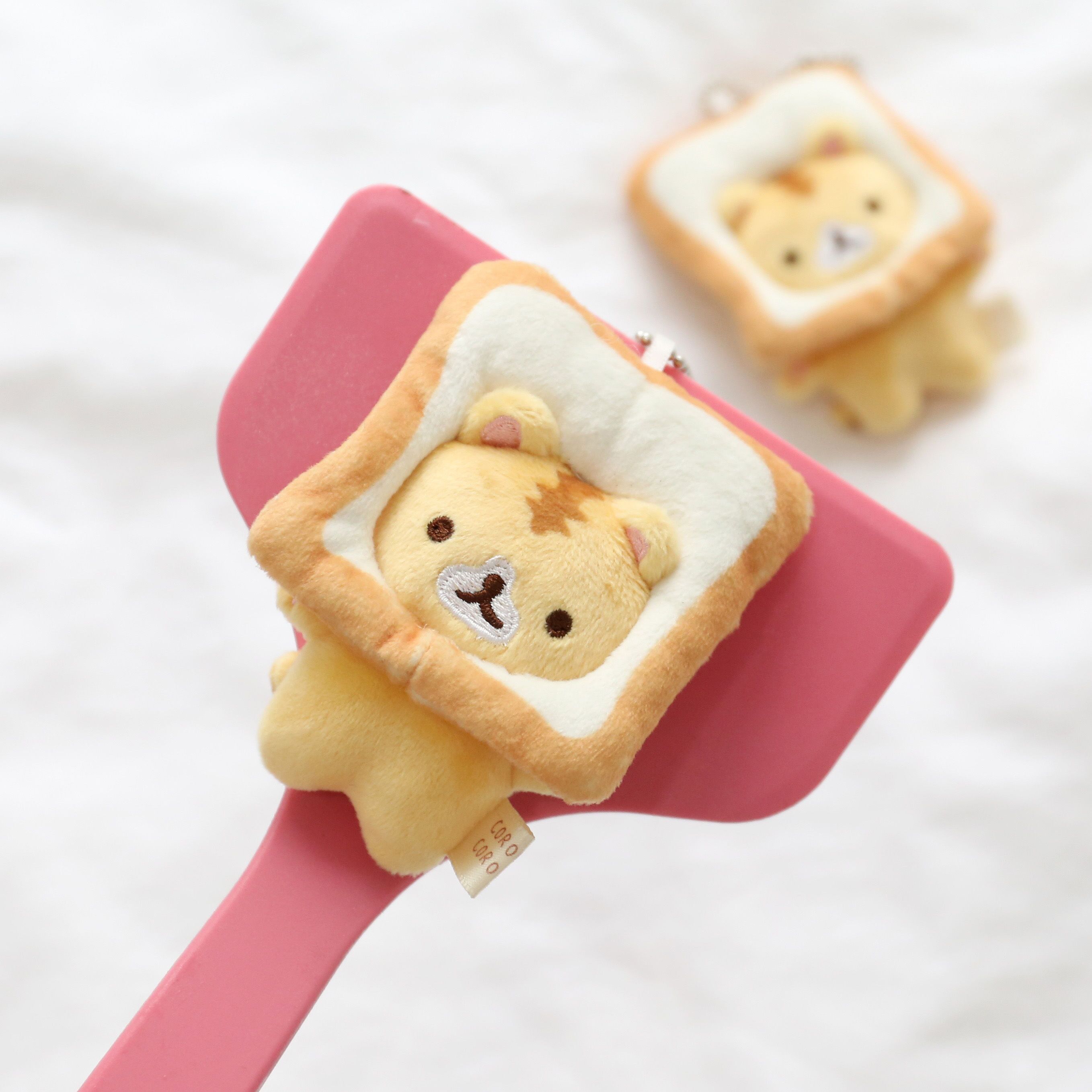 Cute cartoon bread toast cat plush school bag pendant doll super soft little yellow cat doll